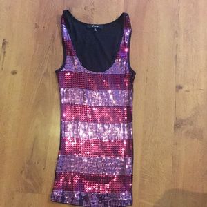 Express sequined top front sequins only